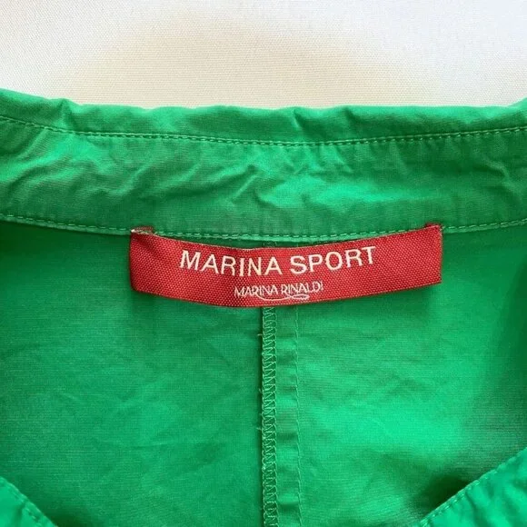 MARINA RINALDI SPORT GREEN COTTON-POPLIN DRESS - 16 - Picture 6 of 9